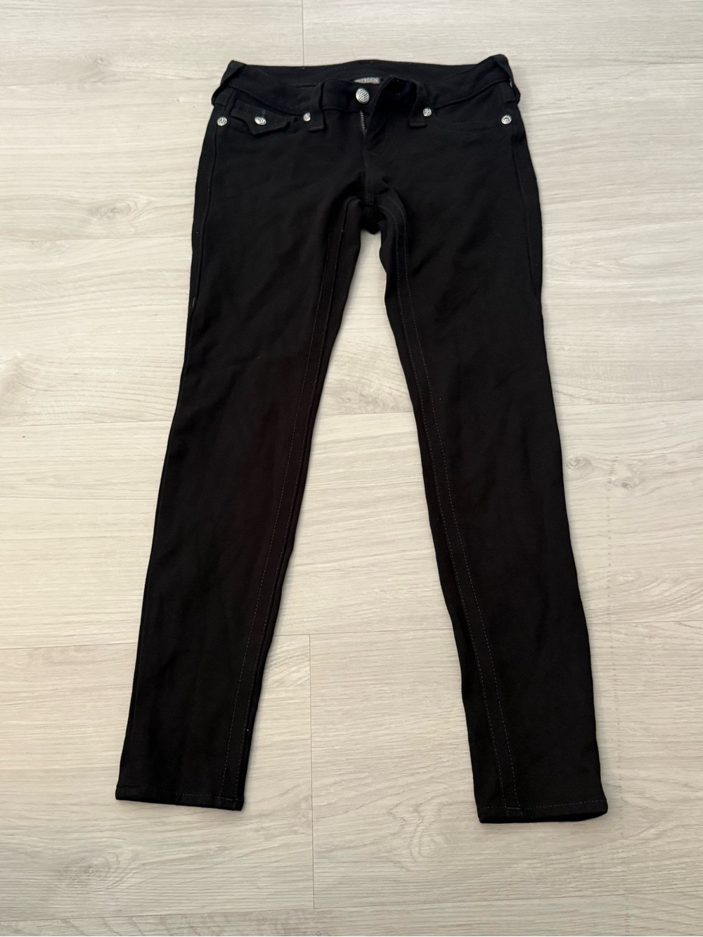 True Religion Low Rise Flap Pocket Skinny Jeans Jet Black Size 25